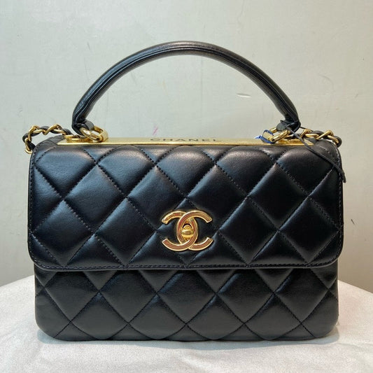 Chanel Trendy CC Small Black Leather Handbag.