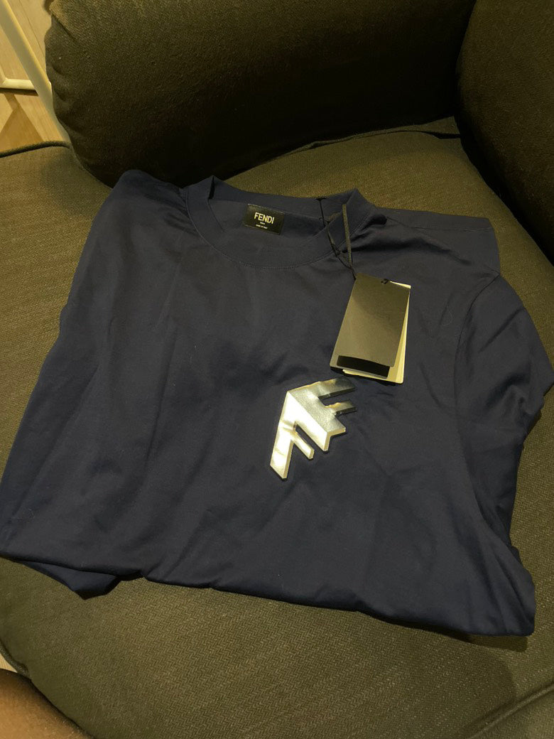 Fendi Moonlight Block Emb Logo Men's TShirt Navy