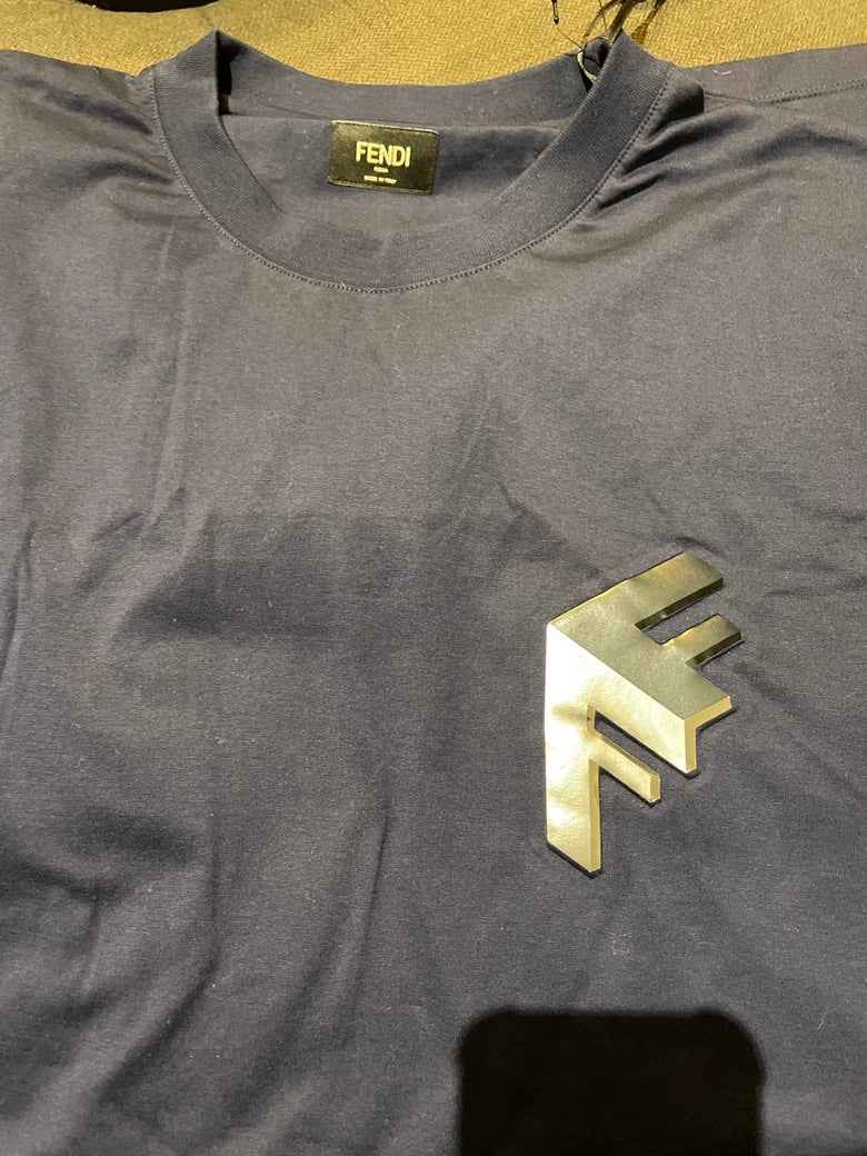 Fendi Moonlight Block Emb Logo Men's TShirt Navy