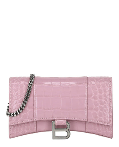 Balenciaga Croc Embossed Hourglass Wallet On Chain Womens 6560501-LR6Y-6904