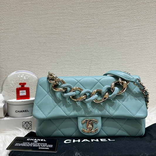 Chanel Quilted Flap Bag Tiffany Blue Medium