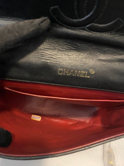 Chanel Black Leather Saddle Purse