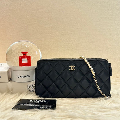 Chanel Quilted Black Leather Cellphone Bag - Preloved