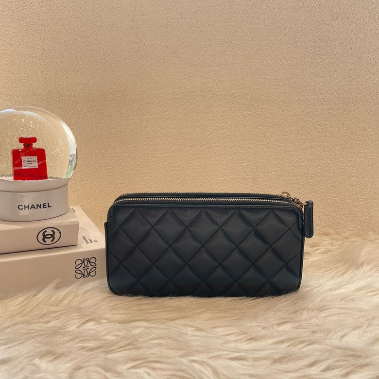 Chanel Quilted Black Leather Cellphone Bag - Preloved