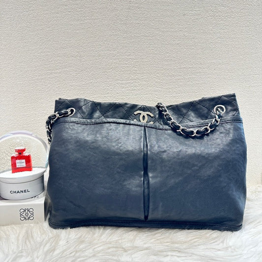 Chanel Preloved Airport Tote Black Leather Shoulder Bag