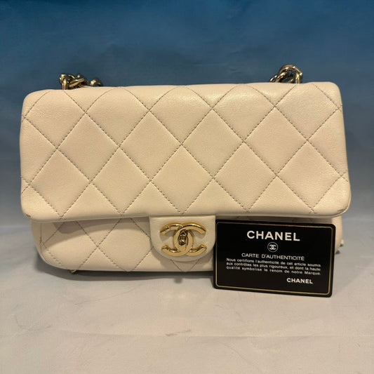 Chanel Preloved Quilted Flap Bag Ivory Shoulder Bag
