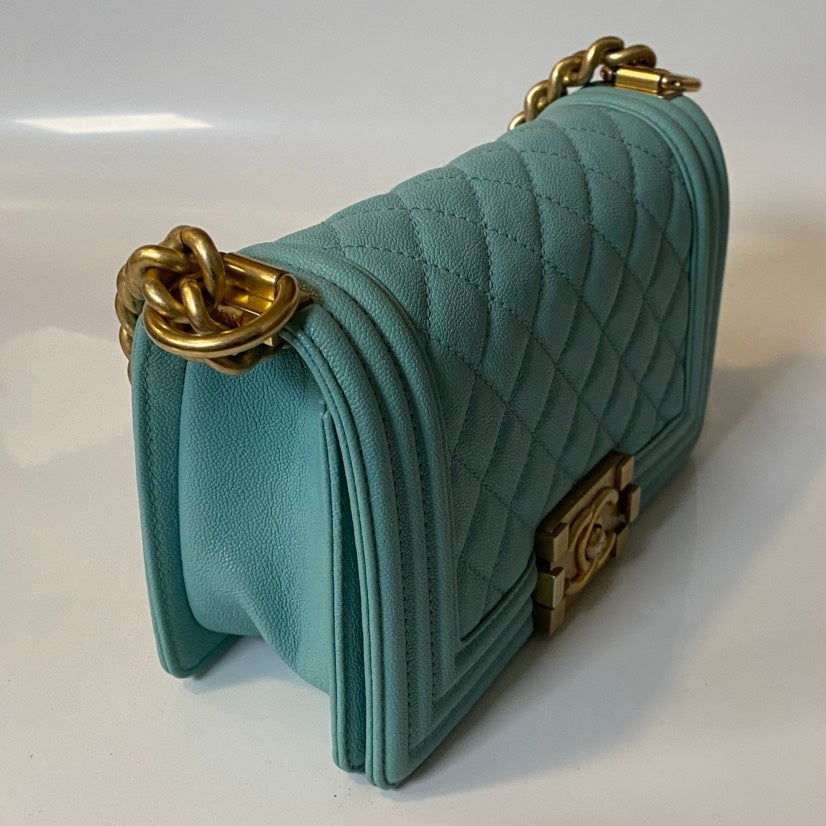 Chanel Leboy Bag Turquoise Leather Crossbody