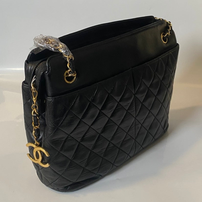Chanel Vintage Quilted Black Shoulder Bag