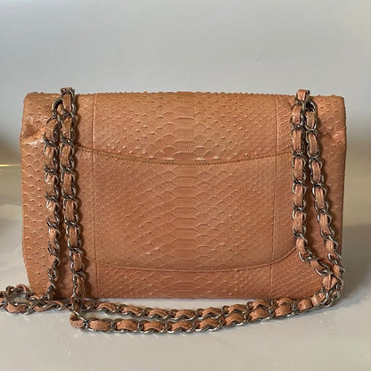 Chanel Python Shoulder Bag in Nude Leather