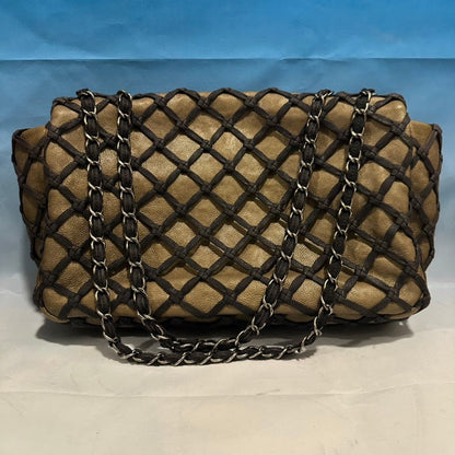 Chanel Vintage Quilted Gold Leather Shoulder Bag