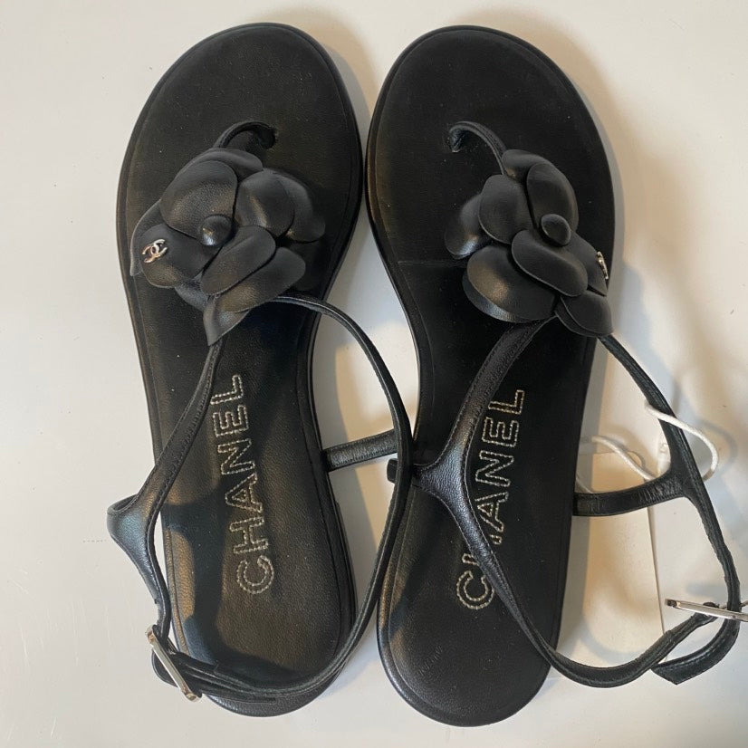 Chanel Camellia Sandals Black Sandals