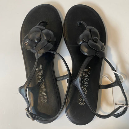 Chanel Camellia Sandals Black Sandals
