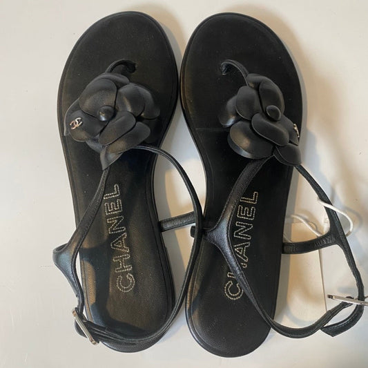 Chanel Camellia Sandals Black Sandals