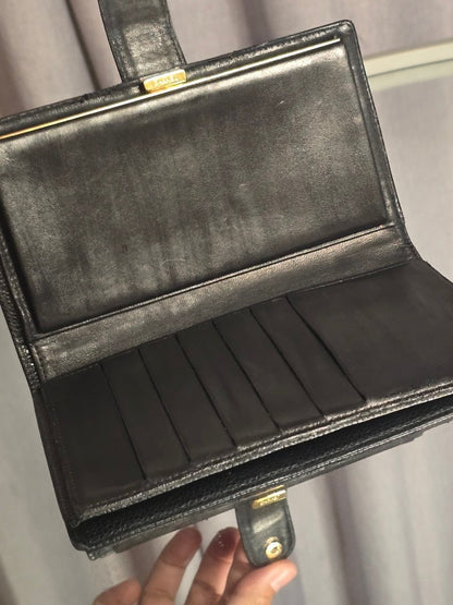 Chanel Caviar Bifold Wallet Black Leather