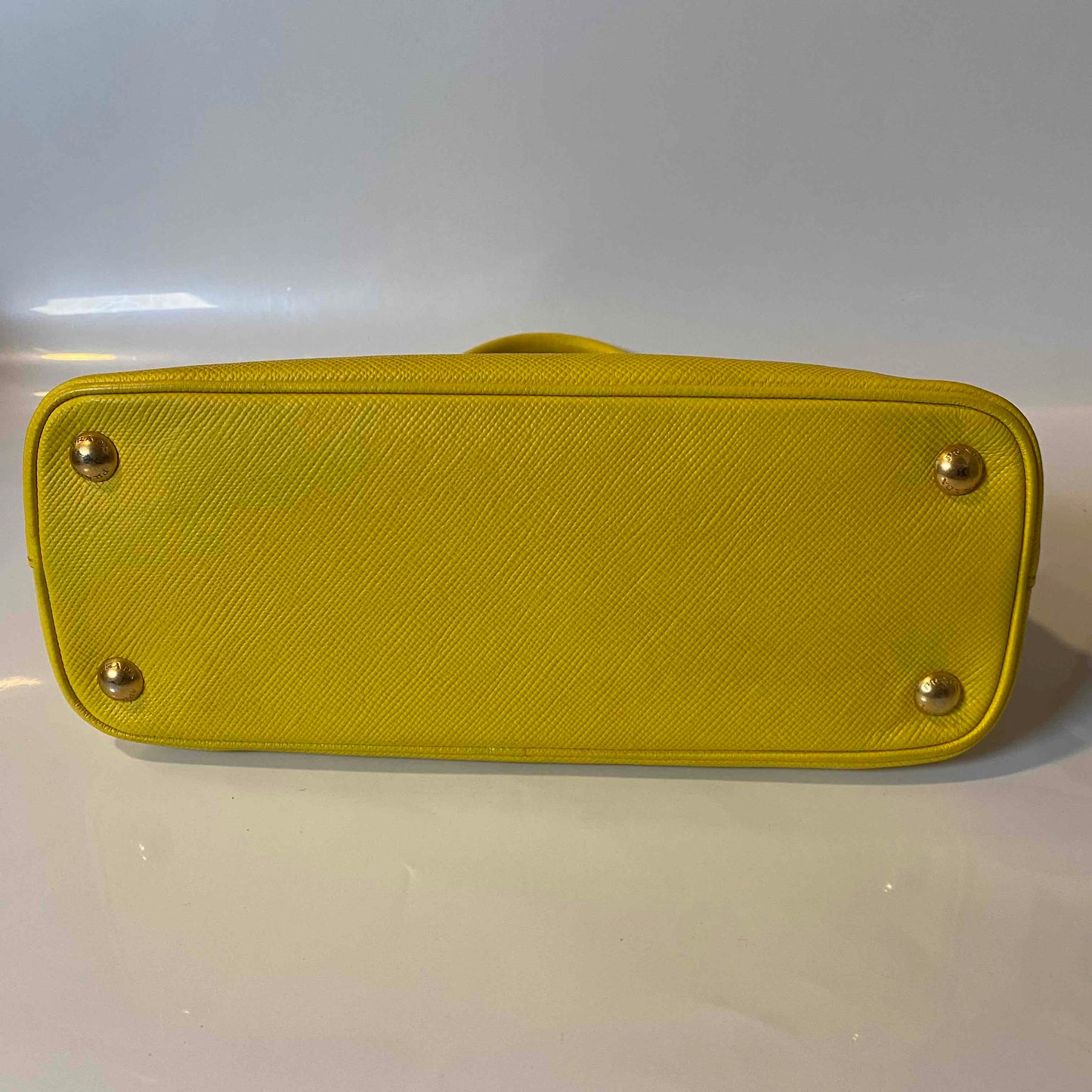 Prada Saffiano Lux Yellow Satchel Bag