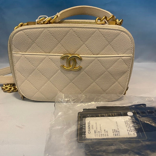 Chanel White Camera Bag Quilted Leather Crossbody with Gold Hardware