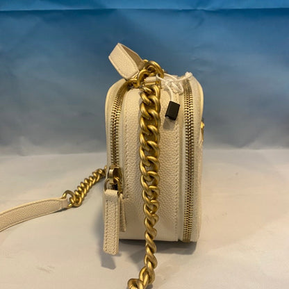 Chanel White Camera Bag Quilted Leather Crossbody with Gold Hardware