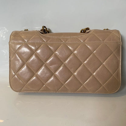 Chanel Beige Quilted Oil Wax Bag - Classic Flap Shoulder Bag