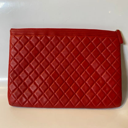 Chanel Quilted Burgundy Leather Clutch Bag