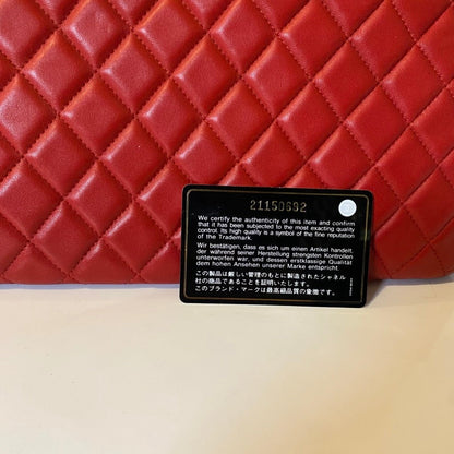 Chanel Quilted Burgundy Leather Clutch Bag