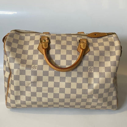 Louis Vuitton Damier Azur Speedy 30 White Satchel Bag