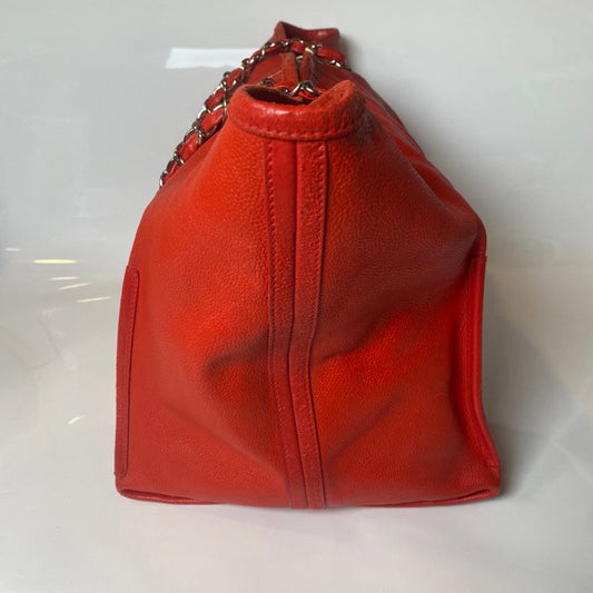 Chanel GST Red Caviar Leather Tote Bag with Pouch
