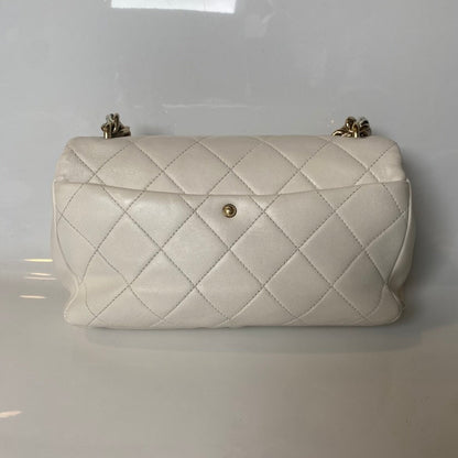 Chanel Classic Flap Bag White Leather Shoulder Bag