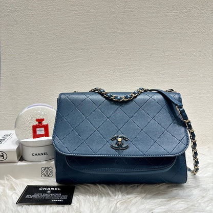 preloved Chanel saddle bag blue