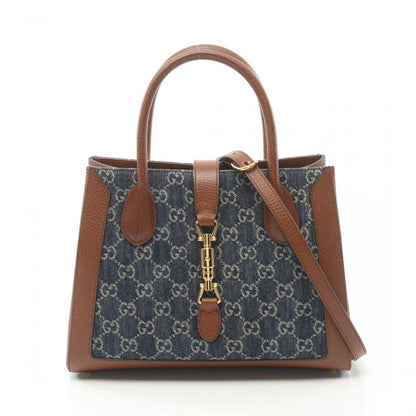 Gucci Jackie 1961 GG Pattern Handbag Denim Leather
