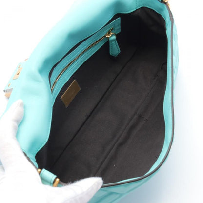 Fendi Baguette Handbag Leather Turquoise Blue 2way