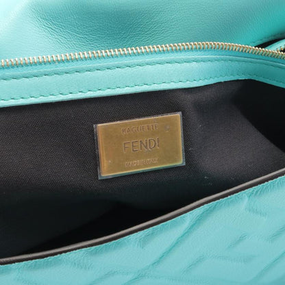 Fendi Baguette Handbag Leather Turquoise Blue 2way
