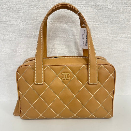 Chanel Wild Stitch Beige Leather Handbag Medium