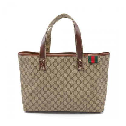 Gucci GG Supreme Sherry Line Handbag Tote Bag Pvc Leather Beige Brown Multicolor 880200