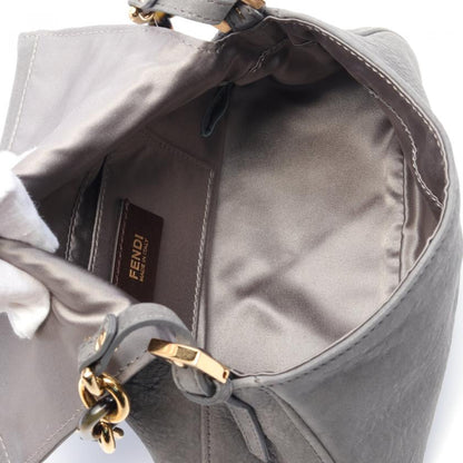 Fendi Mamma Bucket Chain Handbag Leather Gray 880336