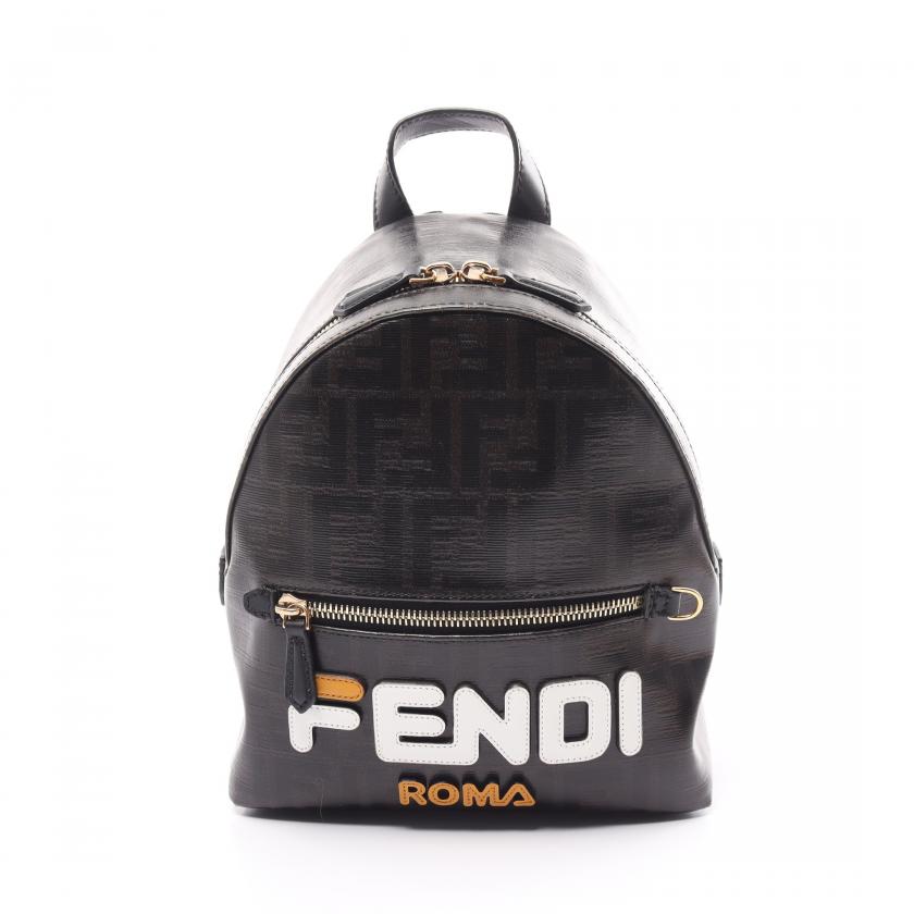 Fendi Fendi Fila Fendi Mania Zucca Backpack Rucksack Coated Canvas Leather Black Multicolor 879927