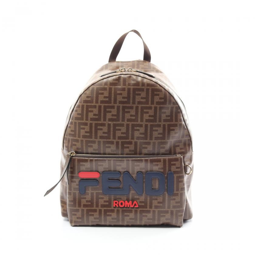 Fendi Fendi Fila Zucca Backpack Rucksack Coated Canvas Leather Brown Multicolor 879929