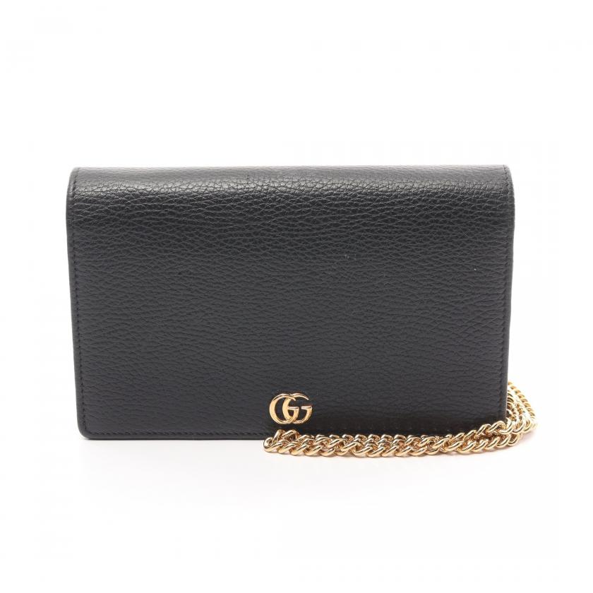 Gucci GG Marmont Chain Wallet Leather Black 880369