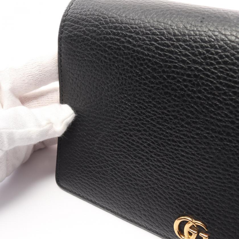 Gucci GG Marmont Chain Wallet Leather Black 880369