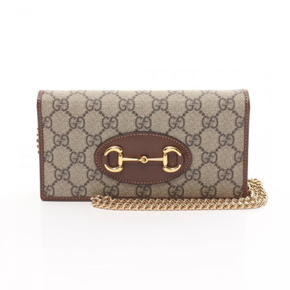 Gucci Horsebit 1955 Chain Wallet Pvc Leather Beige Brown 880364