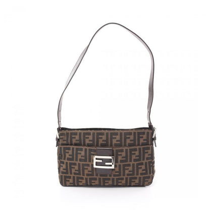 Fendi Zucca One Shoulder Bag Canvas Leather Brown Dark Brown