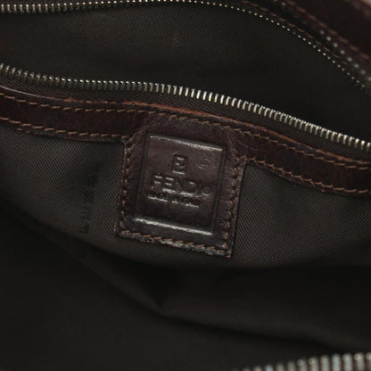 Fendi Zucca Handbag Canvas Leather Brown Dark Brown
