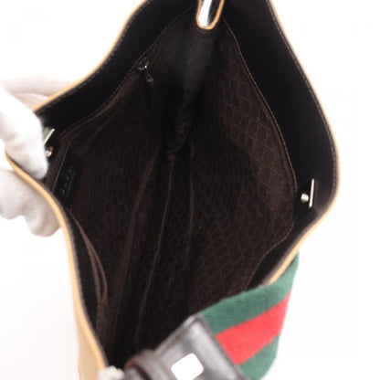 Gucci Sherry Line Shoulder Bag Canvas Leather Yellow Brown Multicolor