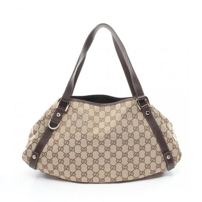 Gucci Abby GG Canvas Shoulder Bag Canvas Leather Beige Dark Brown 881516