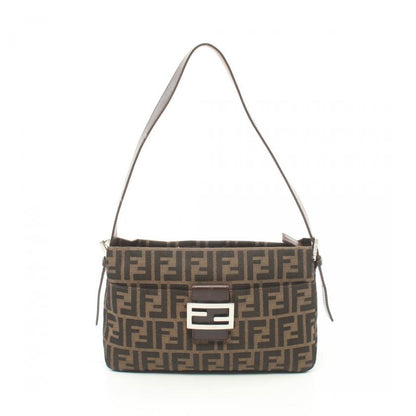 Fendi Zucca One Shoulder Bag Canvas Leather Brown Dark Brown 881696