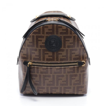 Fendi Zucca Backpack Mini Rucksack Coated Canvas Leather Brown Dark Brown Black 879604