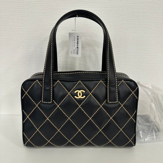 Chanel Wild Stitch Black Leather Handbag Medium Size