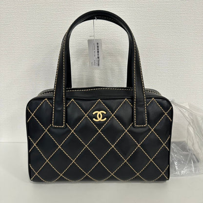 Chanel Wild Stitch Black Leather Handbag Medium Size