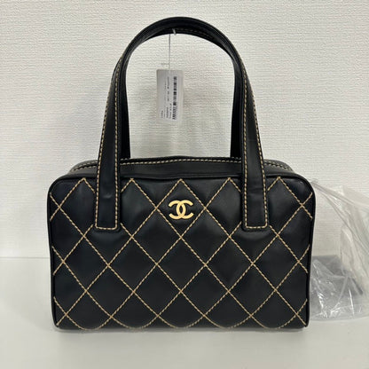 Chanel Wild Stitch Black Leather Handbag Medium Size