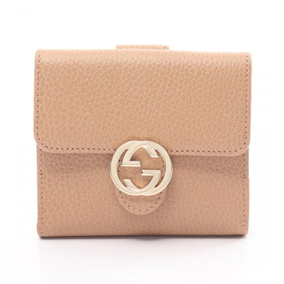 Gucci Interlocking G Bi-Fold Wallet W Hook Wallet Leather Beige 886177