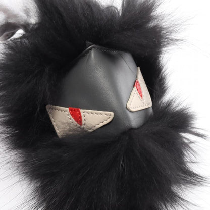 Fendi Bag Bugs Monster Bag Charm Key Ring Fur Leather Black Gray 885059